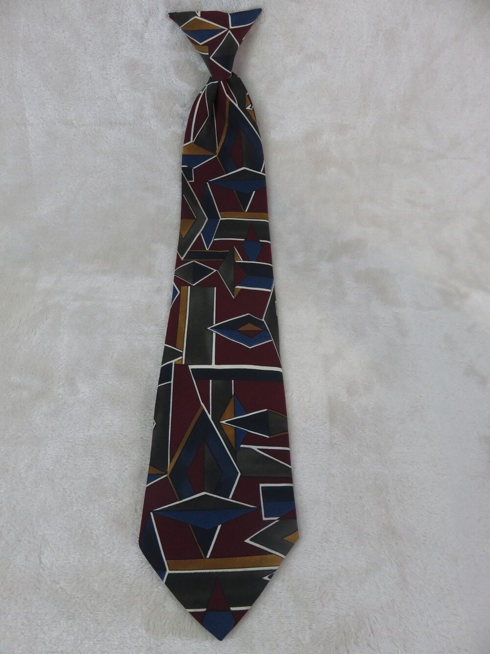 Vintage Puritan Special Edition Clip-On Tie Multi-Color Geometric 3.5" x 18"